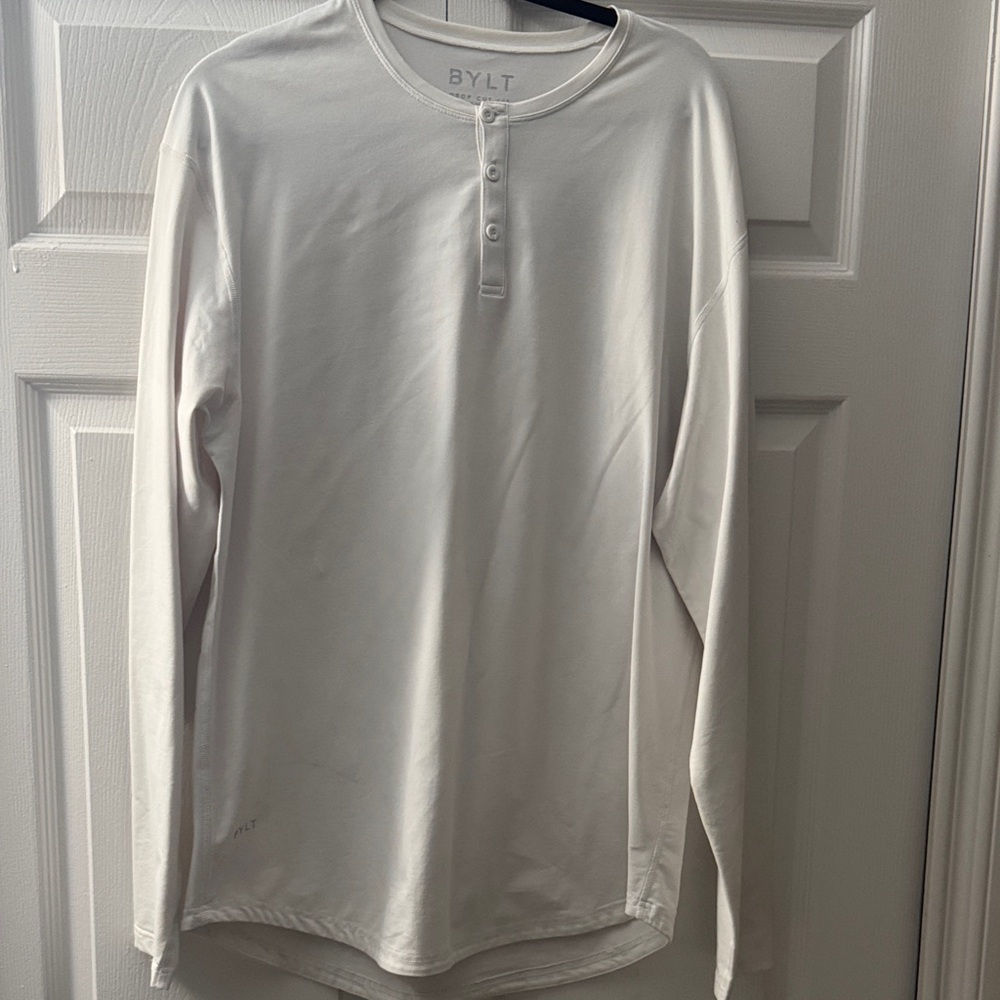 BYLT Basics White Long Sleeve Henley